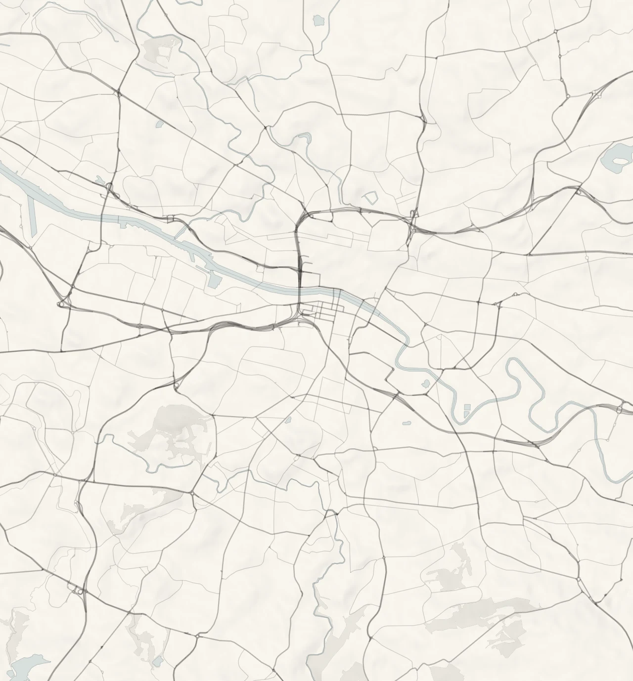 A map of Glasgow in relief, with its towns and villages and its four parts