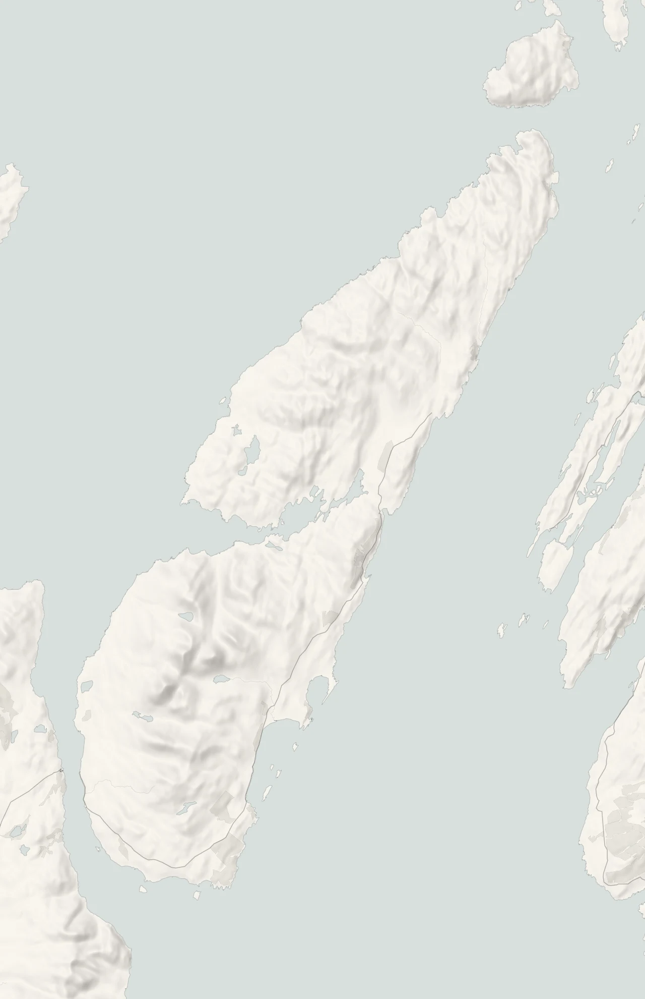 A map of the island in relief, with its towns and villages and its four parts