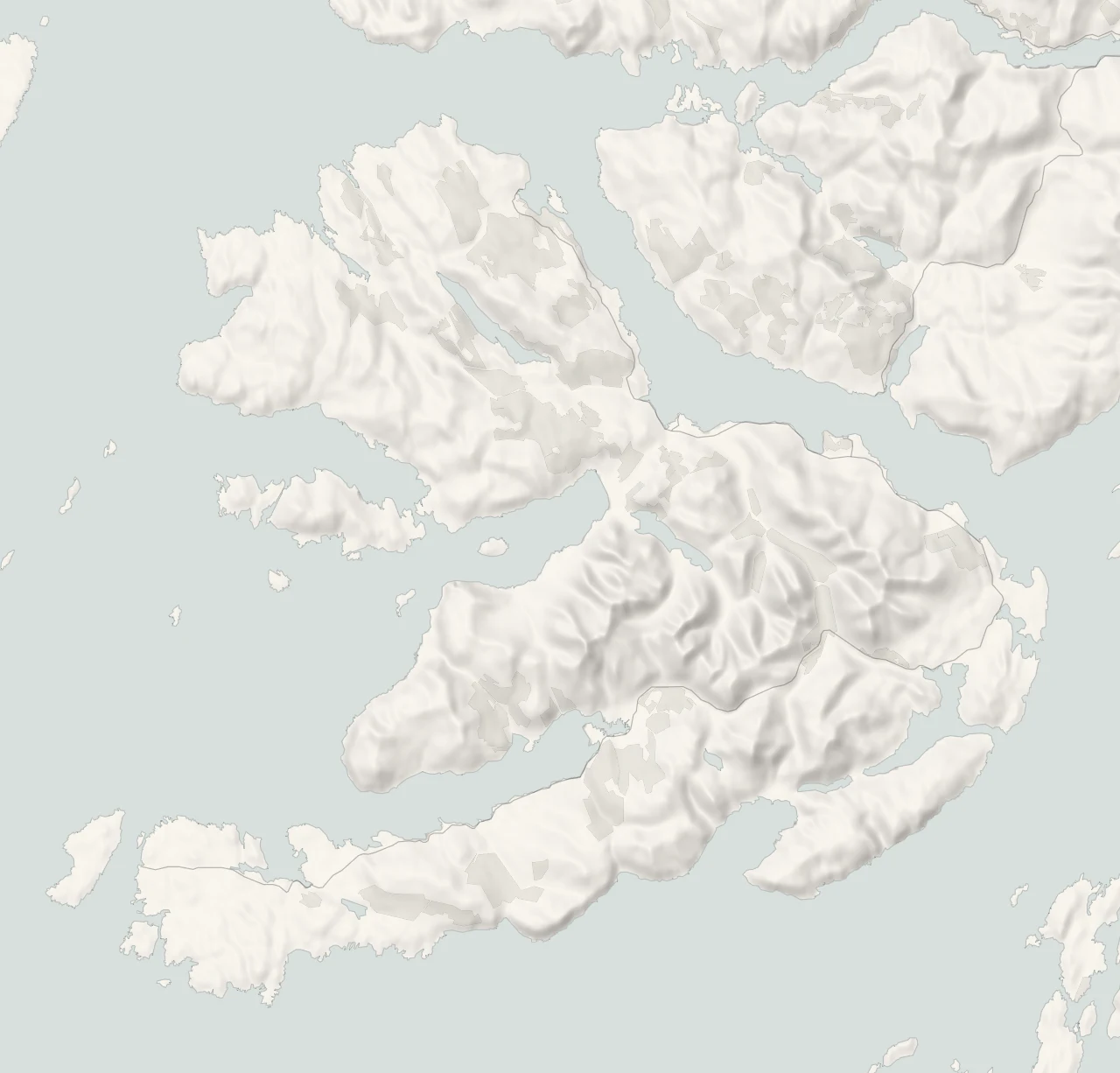 A map of the island in relief, with its towns and villages and its four parts