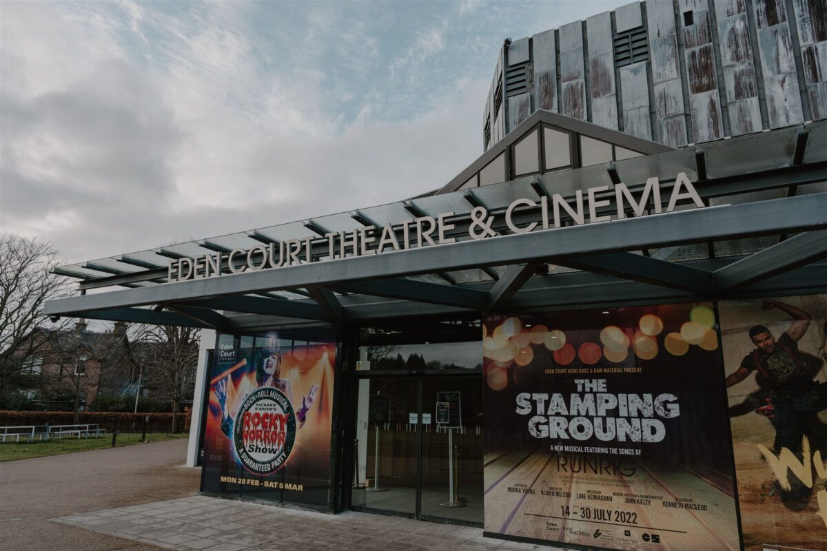 Eden Court Theatre & Cinema entrance with posters for The Stamping Ground