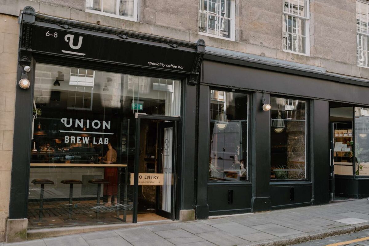 Union Brew Lab specialty coffee bar frontage on a quiet street